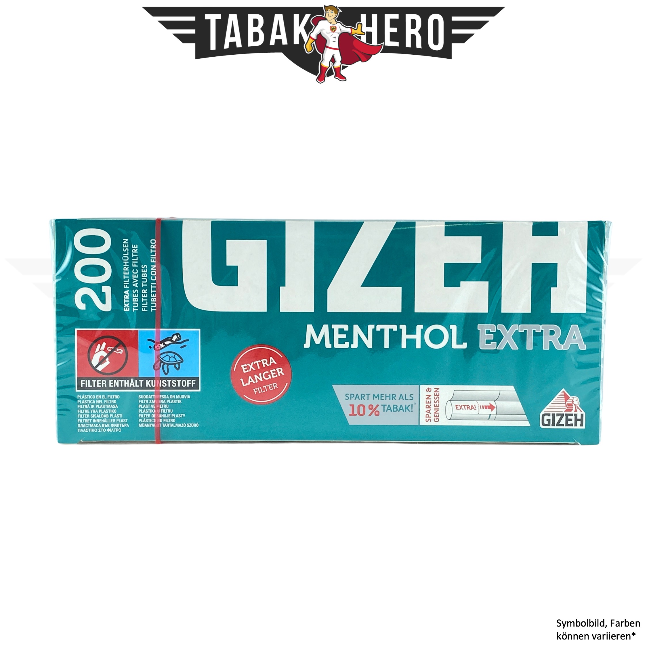 GIZEH Menthol Extra 200 Filtertubes, extra-long Filter, 200 Tubes